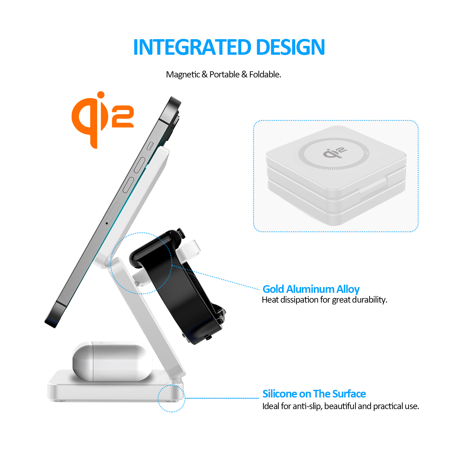 Qi 3 in 1 무선 충전 스탠드, 접이식 마그네틱  - Watches Smartwatch Samsung 리뷰 및 가격