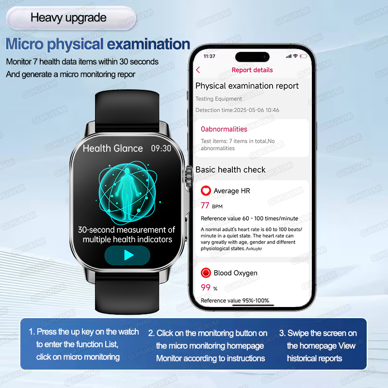 신형 남성용 감정 진단 스마트워치 ECG+HRV 혈액  - Smartwatch Health Watches For Men 리뷰 및 가격